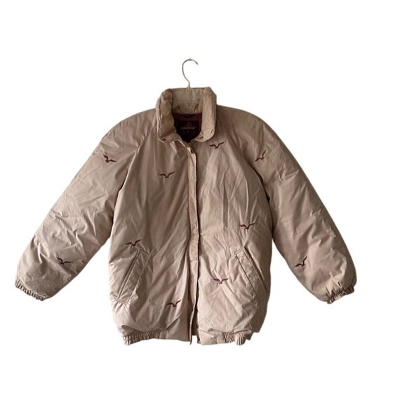 Vintage Jordache Puffer Down Jacket Duck & Fowl Feathers Embroidered Birds  XS - Picture 1 of 13